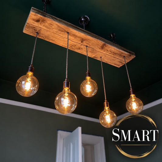 Wooden Beam Smart Chandelier - Norwegian Spruce Cluster Pendant Light