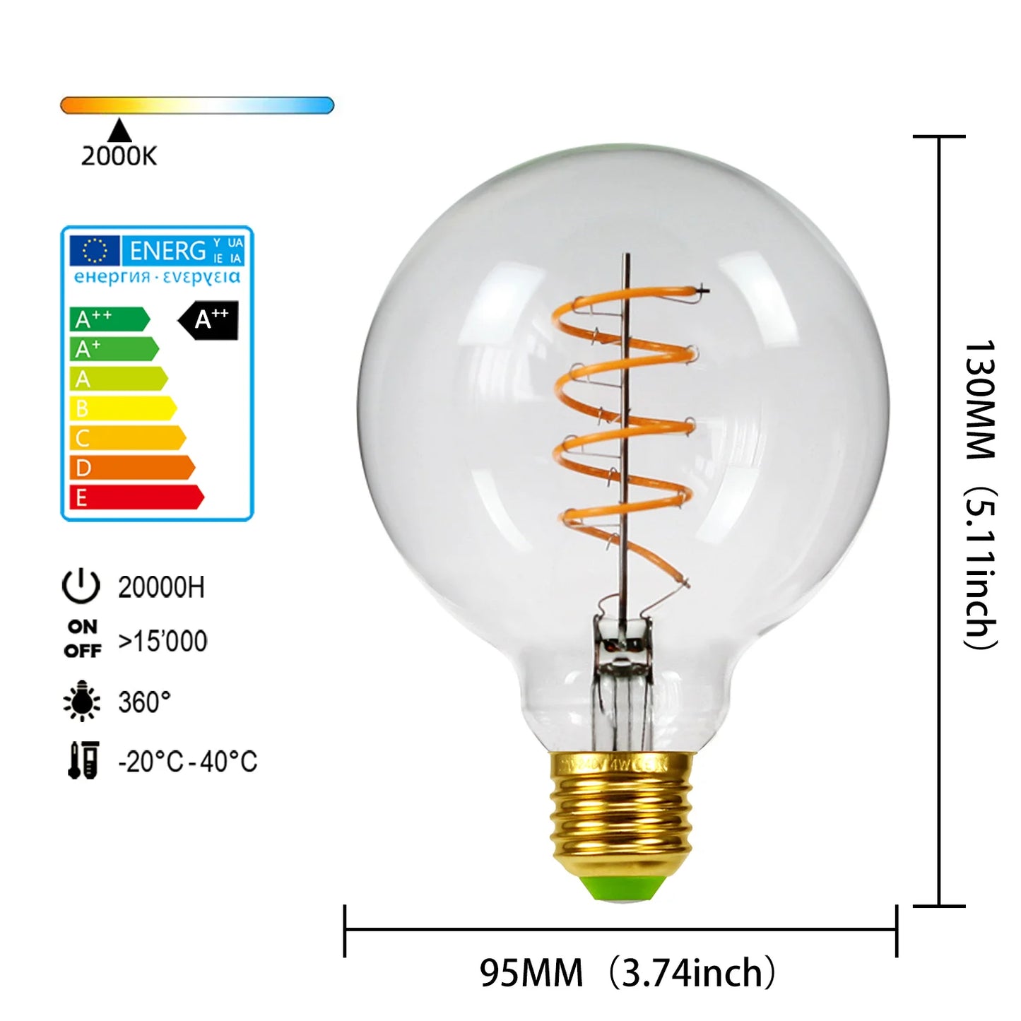 G95 Spiral LED Dimmable 110V