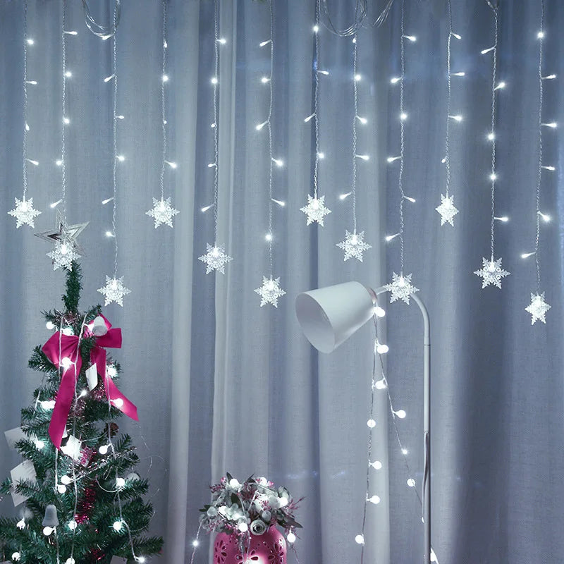 Christmas Snowflake LED String Curtain Lights