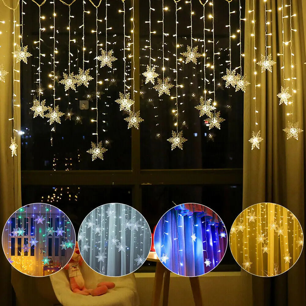 Christmas Snowflake LED String Curtain Lights
