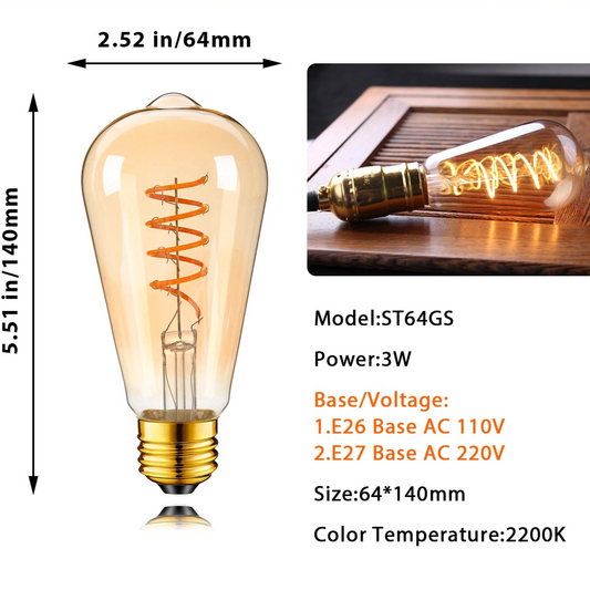 Spiral Filament LED Light Bulbs