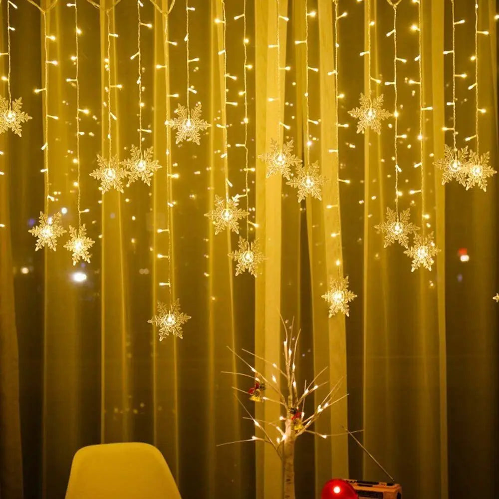 Christmas Snowflake LED String Curtain Lights
