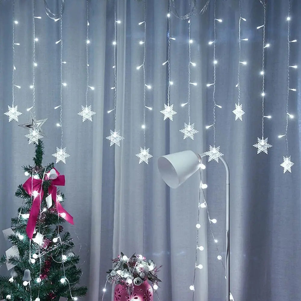 Christmas Snowflake LED String Curtain Lights