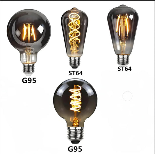 LED  E27 ST64  G95  4W Dimmable220V Smoky Gray Warm GSpiral Filament Bulb  Retro Vintage Decorative Lighting Edison Lamp