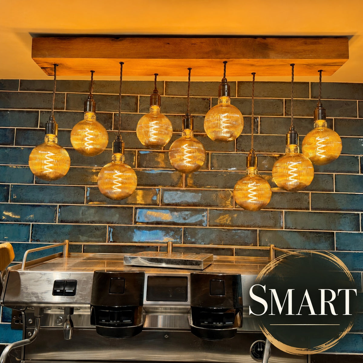 Smart Plymouth Oak 9 Bulb Flush Mount Chandelier