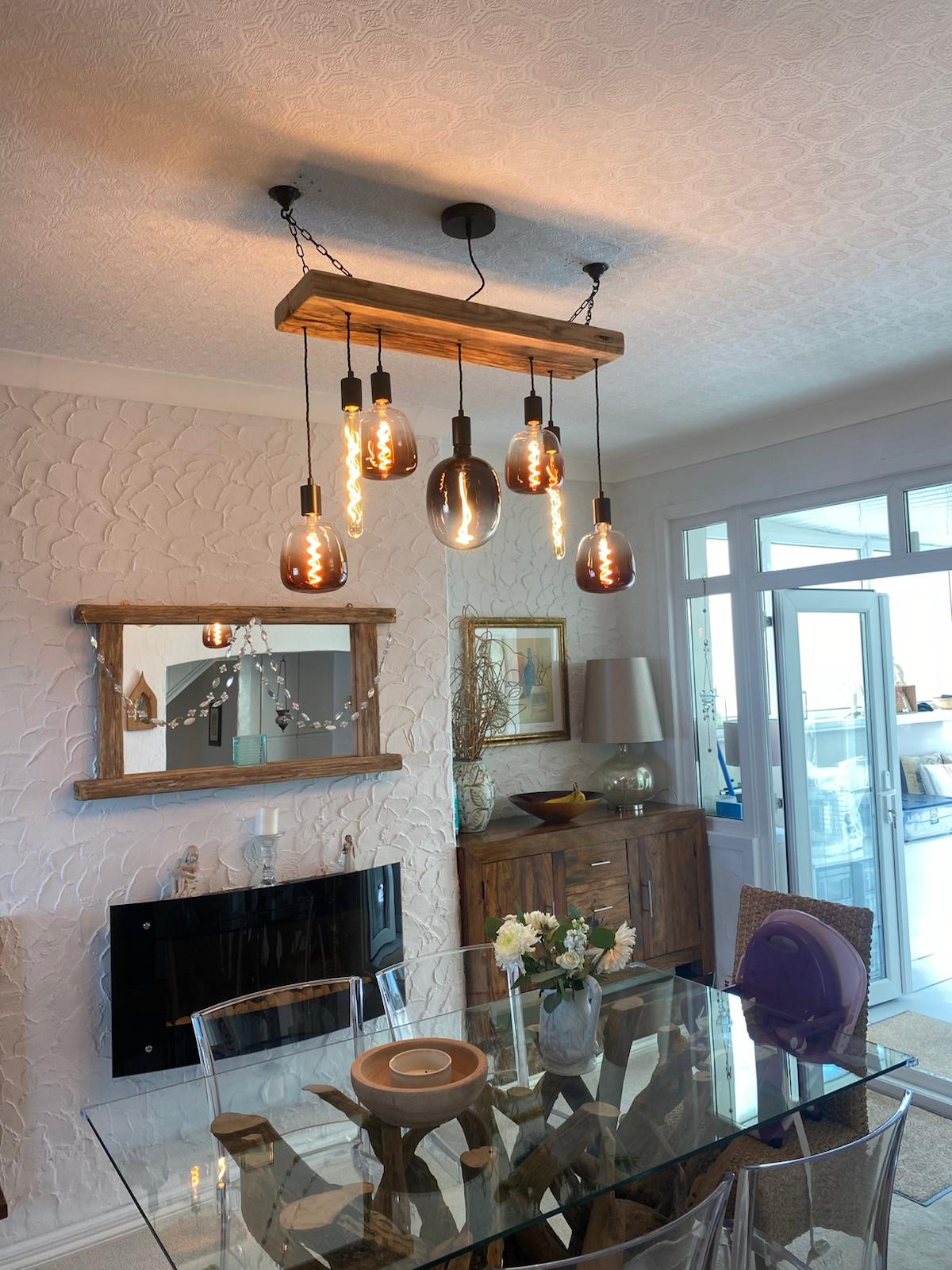 Colour Fade Wooden Beam Chandelier