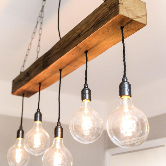 Crafted Oak Beam Chandelier 1m 5 lamp holders