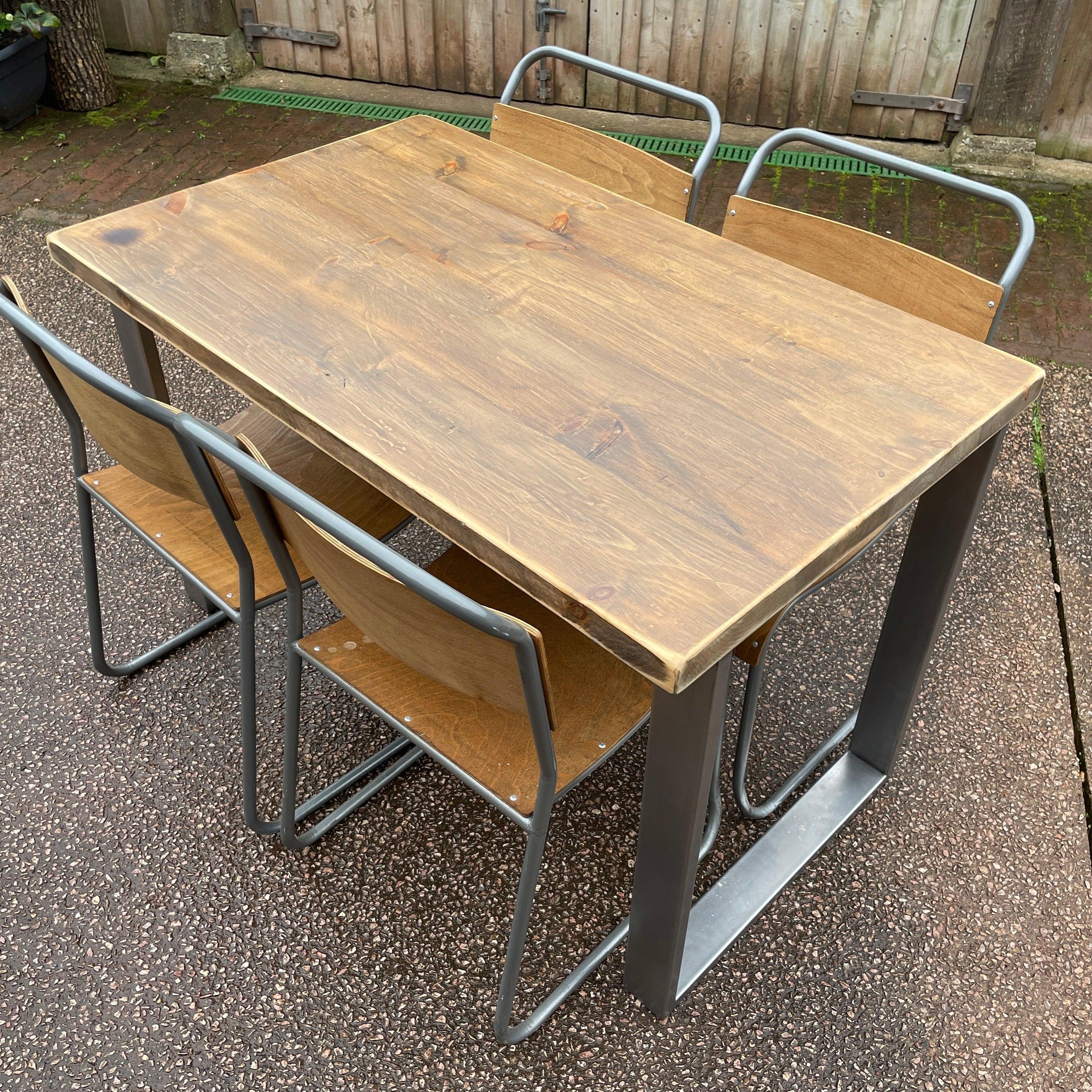 Dining Table with Raw Steel Box Frame Legs – MooBoo Home