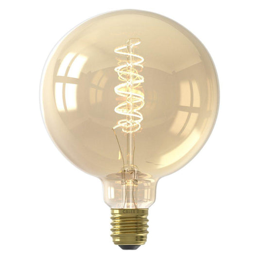 Calex G125 Flex Filament Globe Lamp | Bulb | 3.8W | E27 | G125 | Gold | Dimmable - MooBoo Home