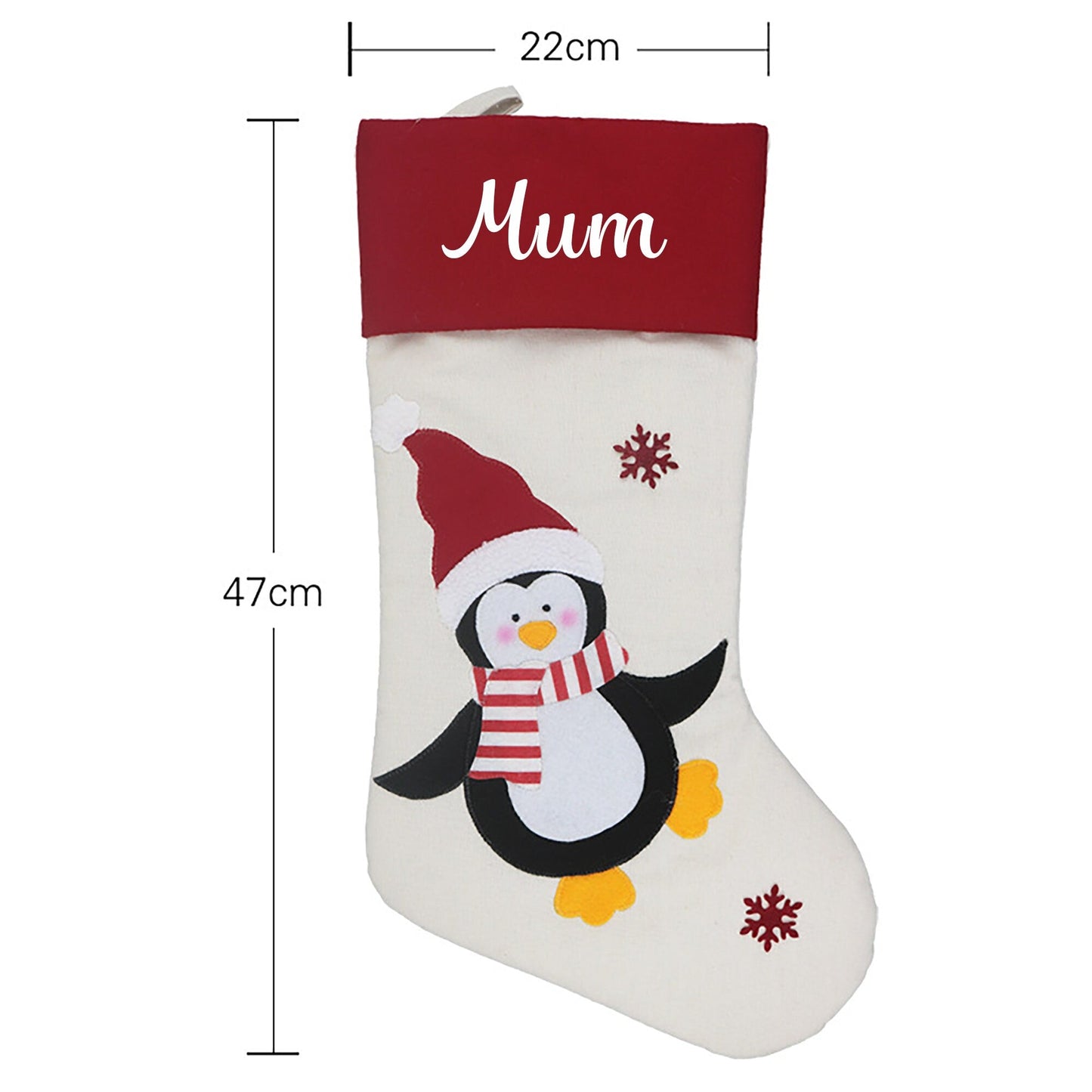 Personalised Christmas Stocking Penguin Red Stockings Hang Fireplace Xmas Decorations Family Kids Set