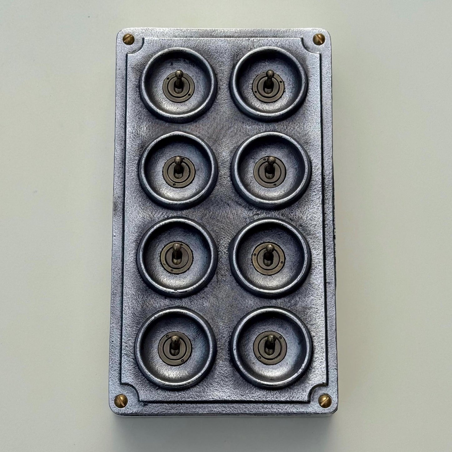 8 Gang 2 Way Solid Cast Metal Conduit Light Switch Industrial - Vintage Crabtree Style