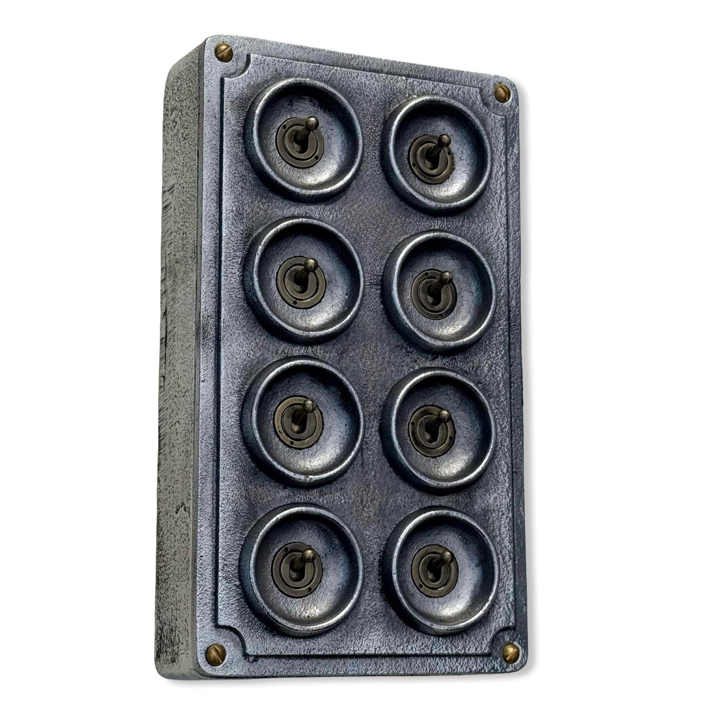 8 Gang 2 Way Solid Cast Metal Conduit Light Switch Industrial - Vintage Crabtree Style