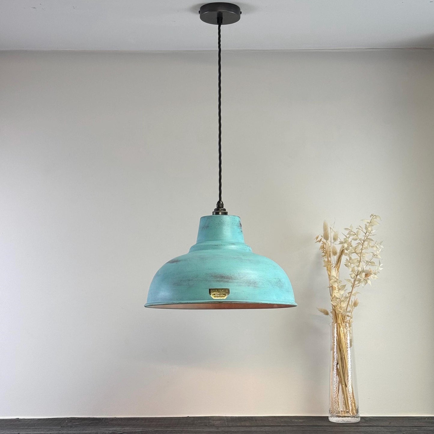 Salthouse XL - Copper Verdigris Patina Industrial Lampshade Pendant Light - 14.5 Inch
