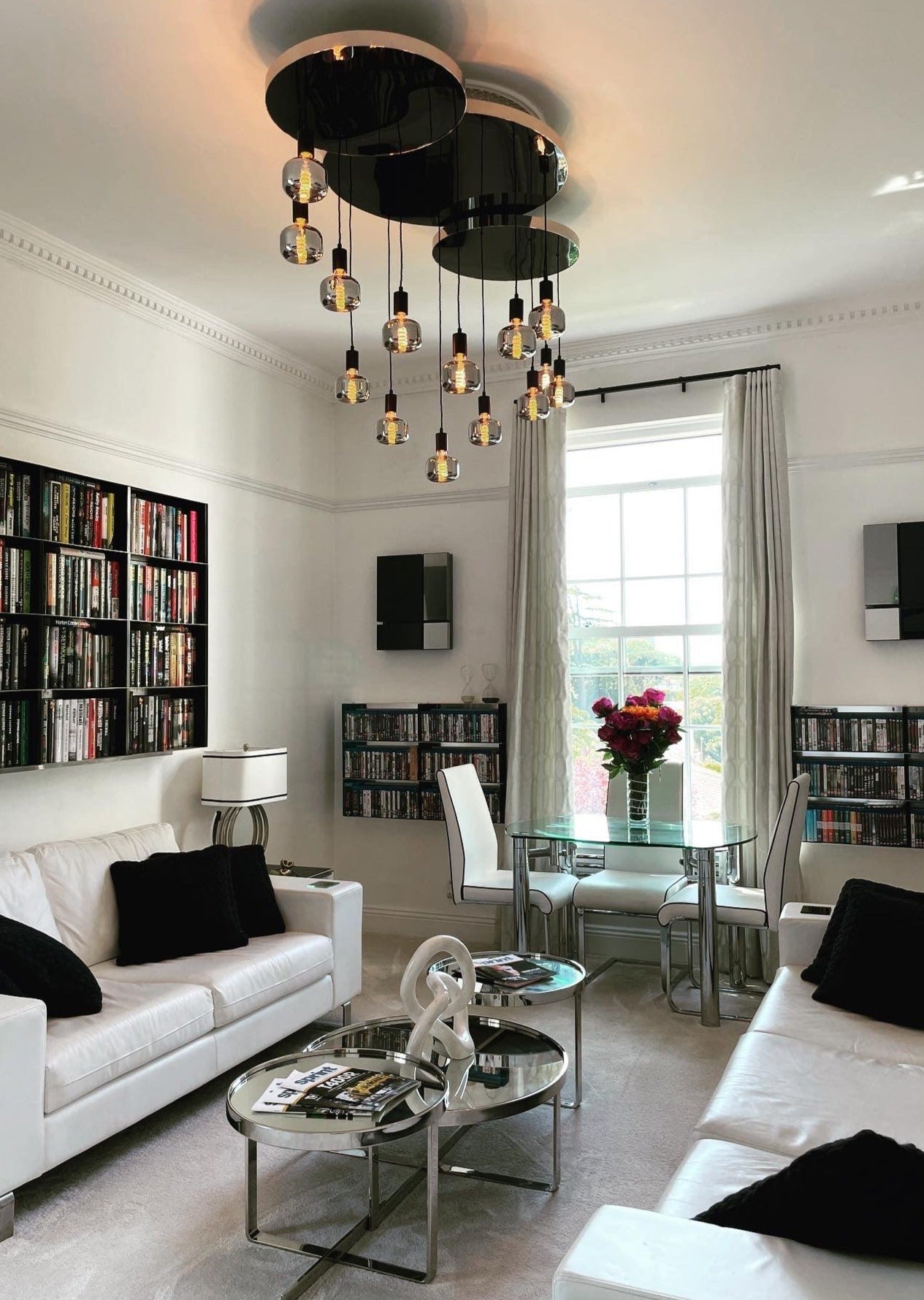 Modern Stainless Steel and Mirrored Acrylic Chandelier - MooBoo Home