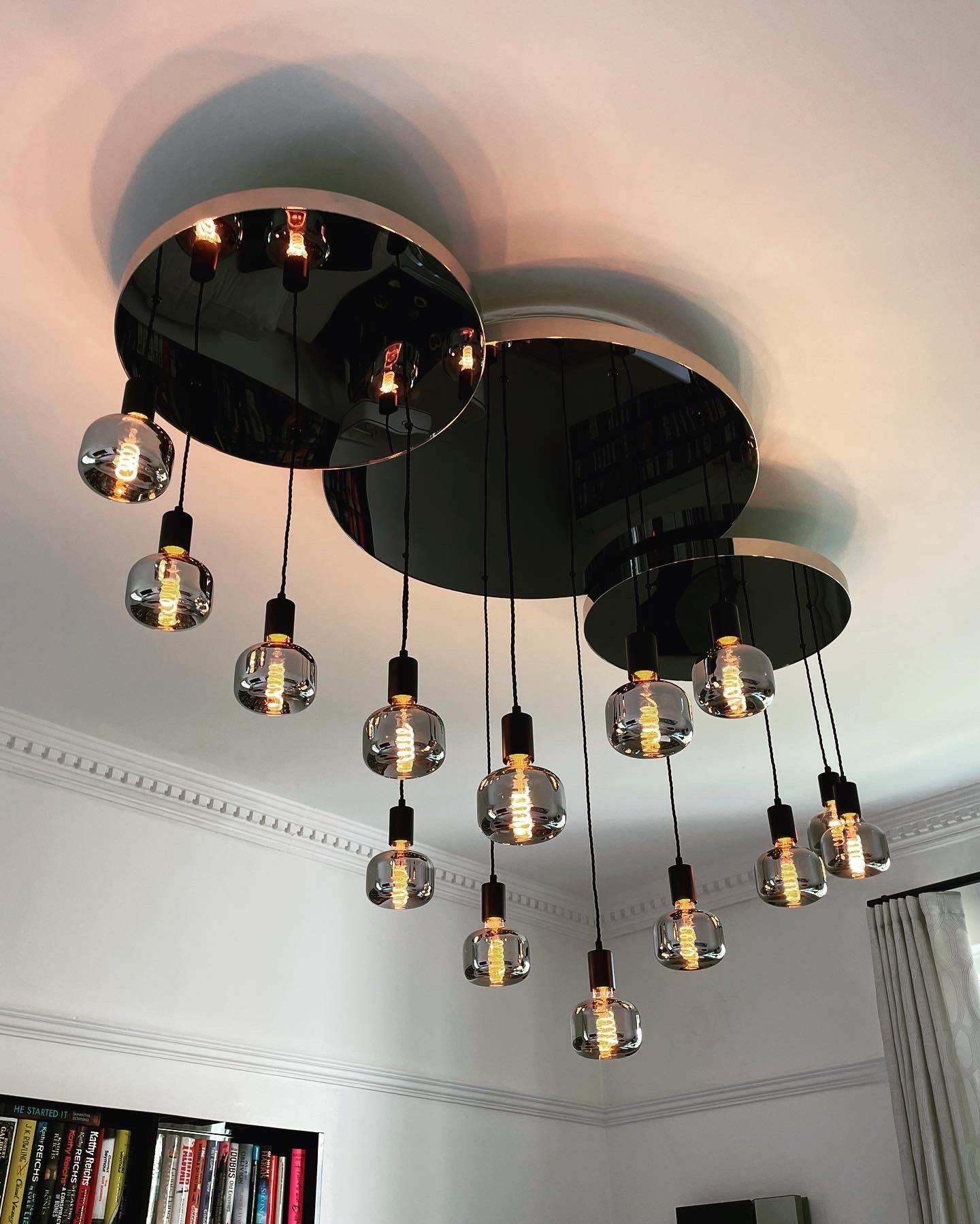 Modern Stainless Steel and Mirrored Acrylic Chandelier - MooBoo Home