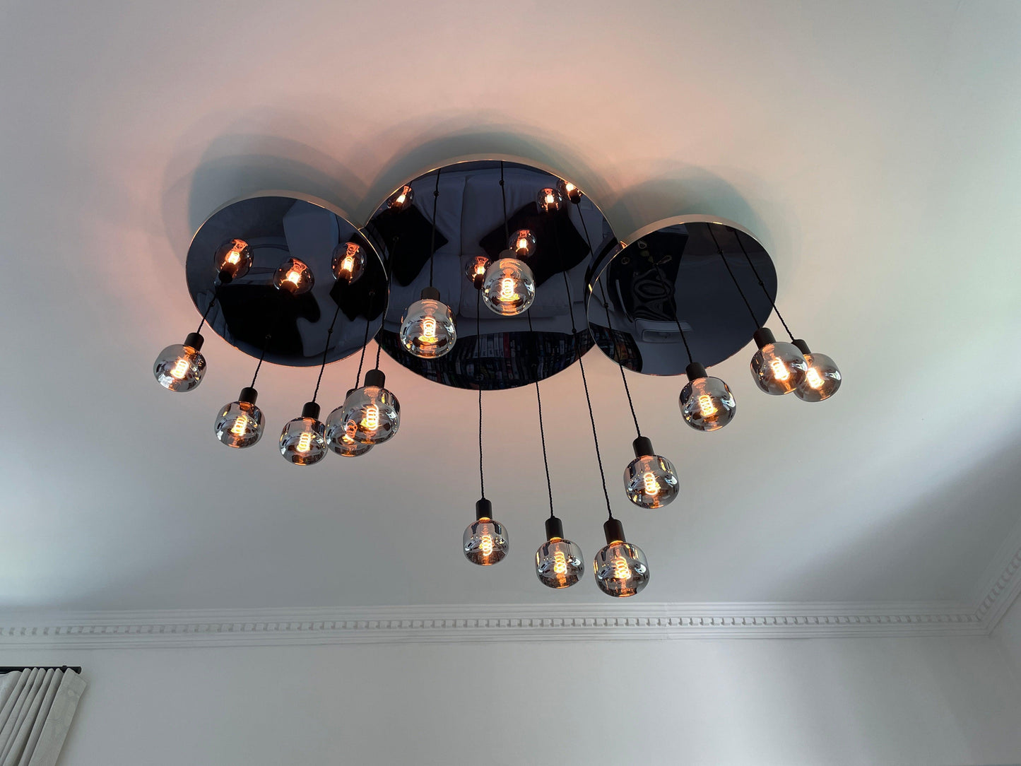 Modern Stainless Steel and Mirrored Acrylic Chandelier - MooBoo Home
