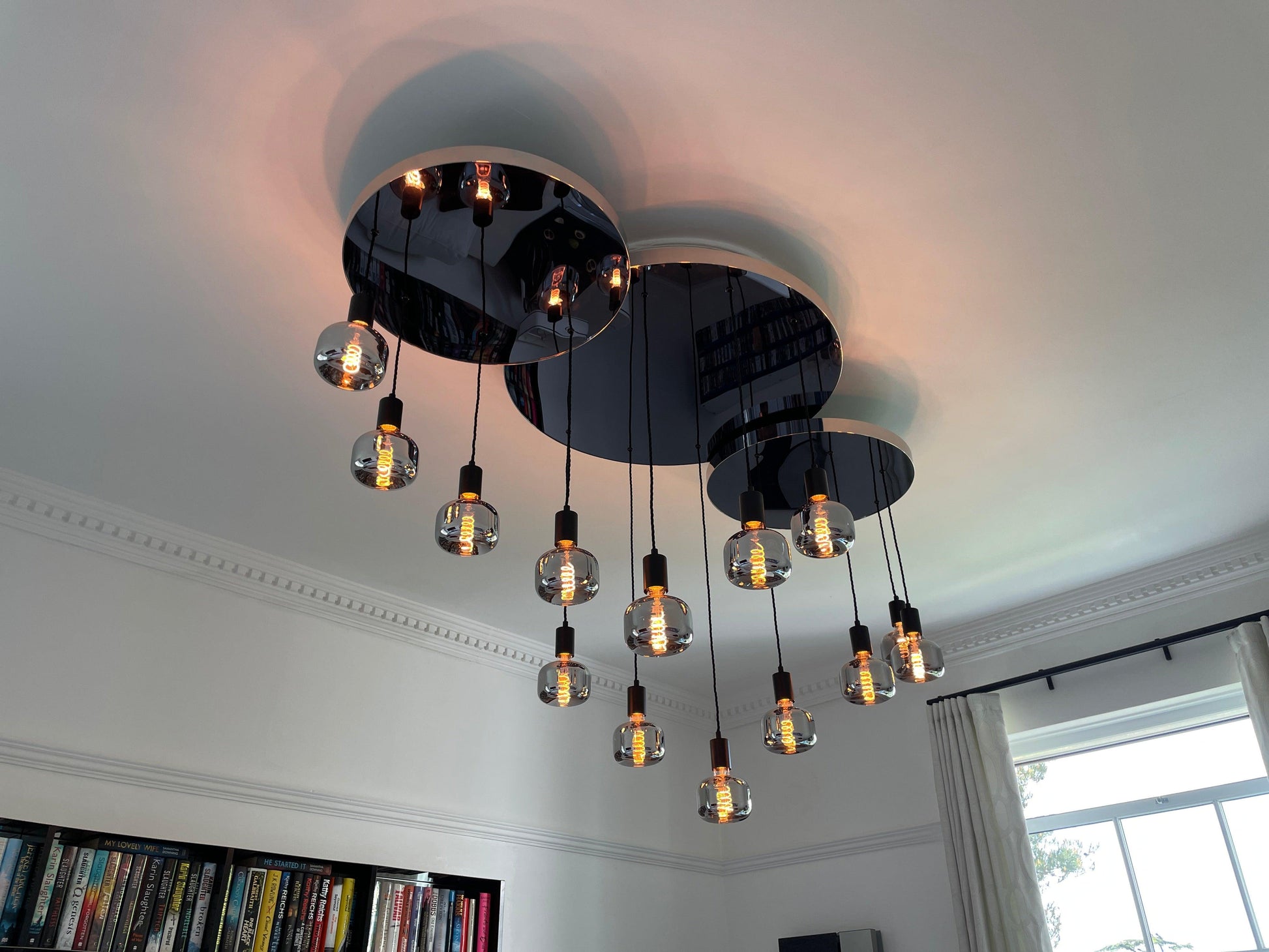 Modern Stainless Steel and Mirrored Acrylic Chandelier - MooBoo Home