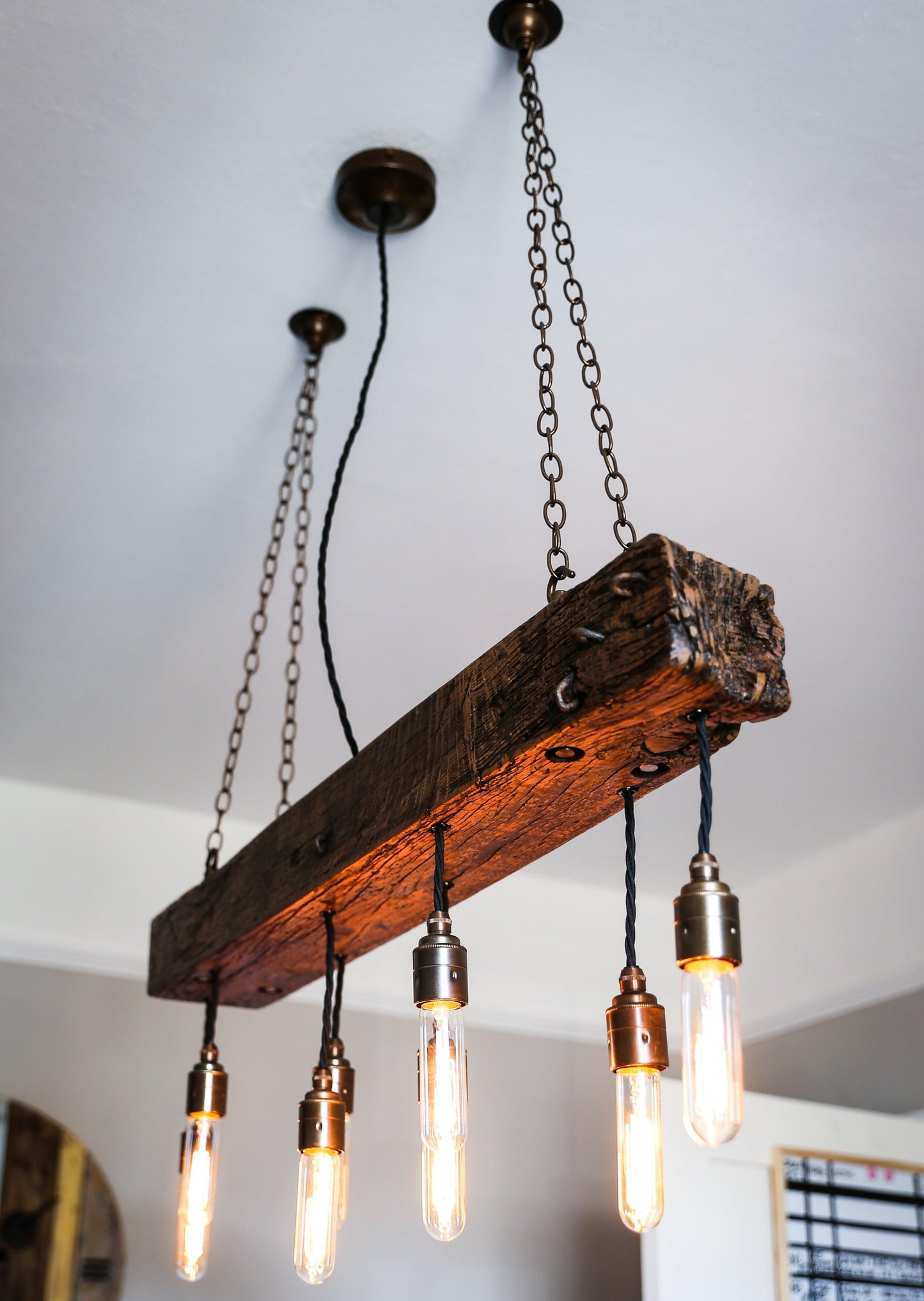 Oak Beam Wooden Chandelier Cluster Pendant Light Hanging Light