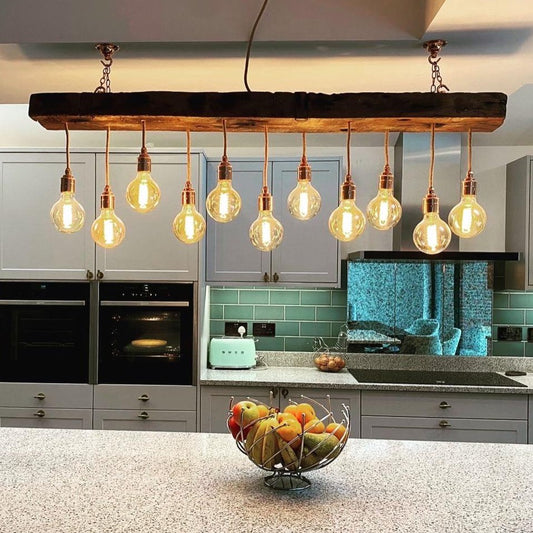 Oak Beam Chandelier Hanging Lights Cluster Pendant