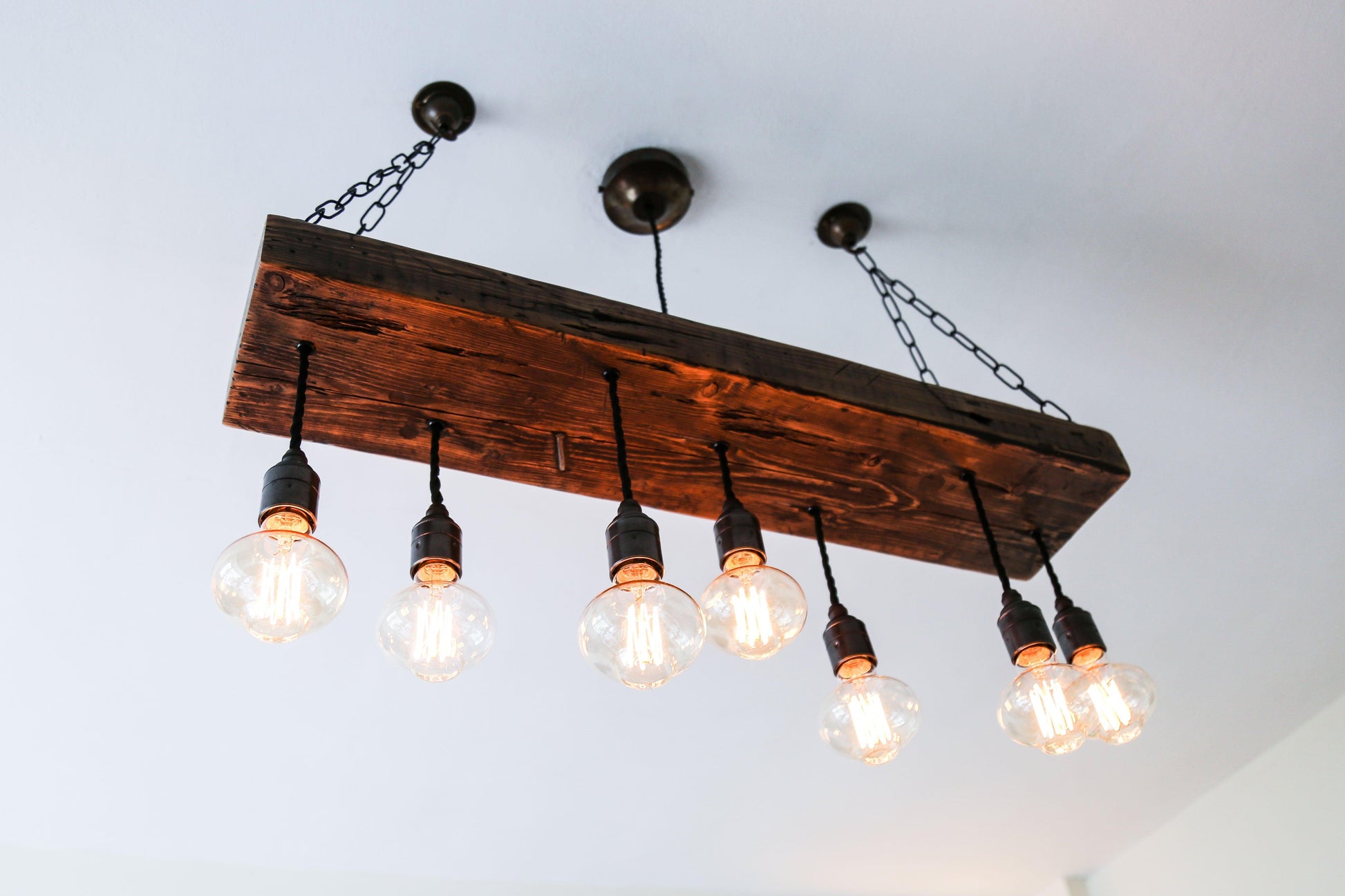 Reclaimed Wooden Beam Chandelier Cluster Pendant Light - MooBoo Home