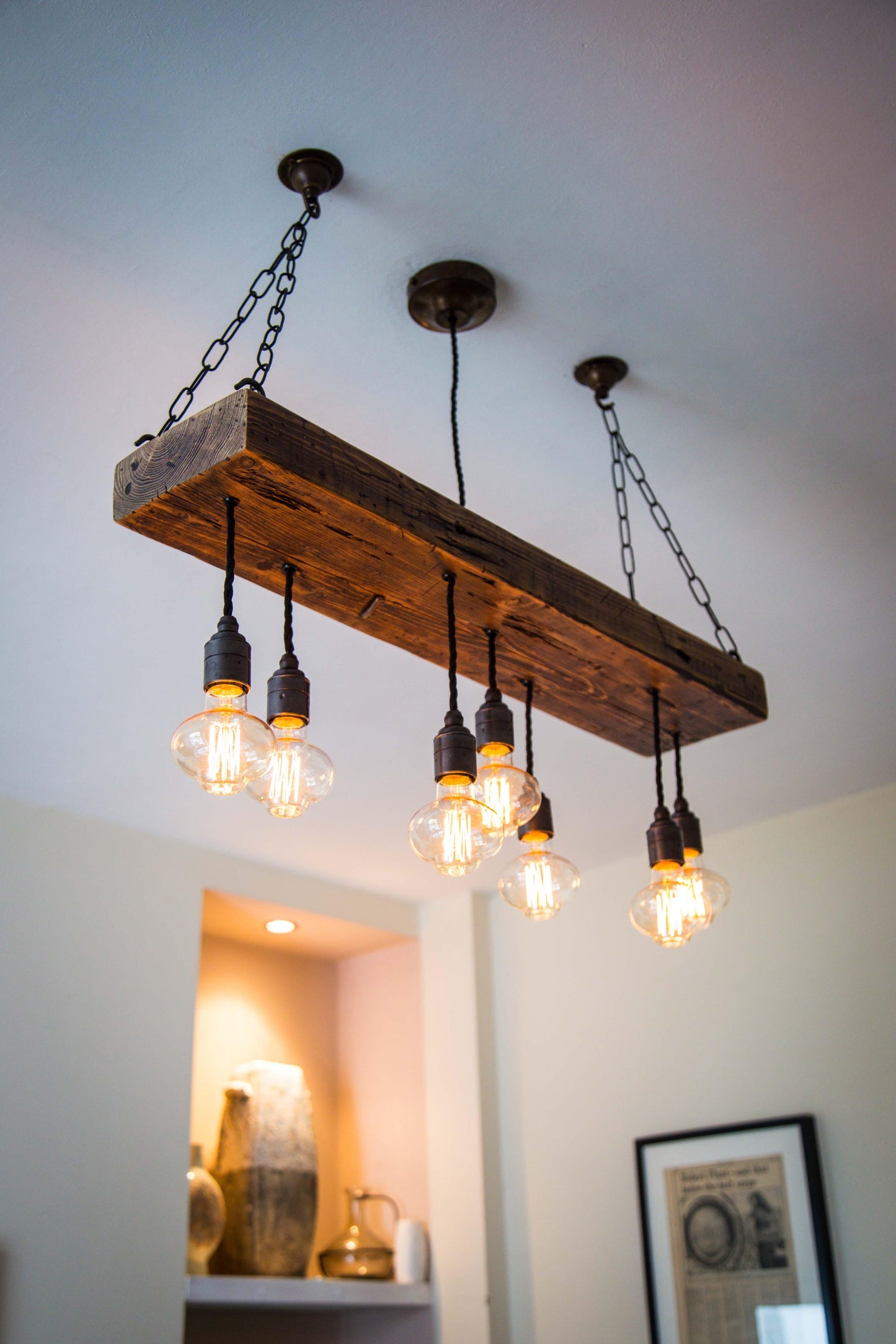 Reclaimed Wooden Beam Chandelier Cluster Pendant Light - MooBoo Home