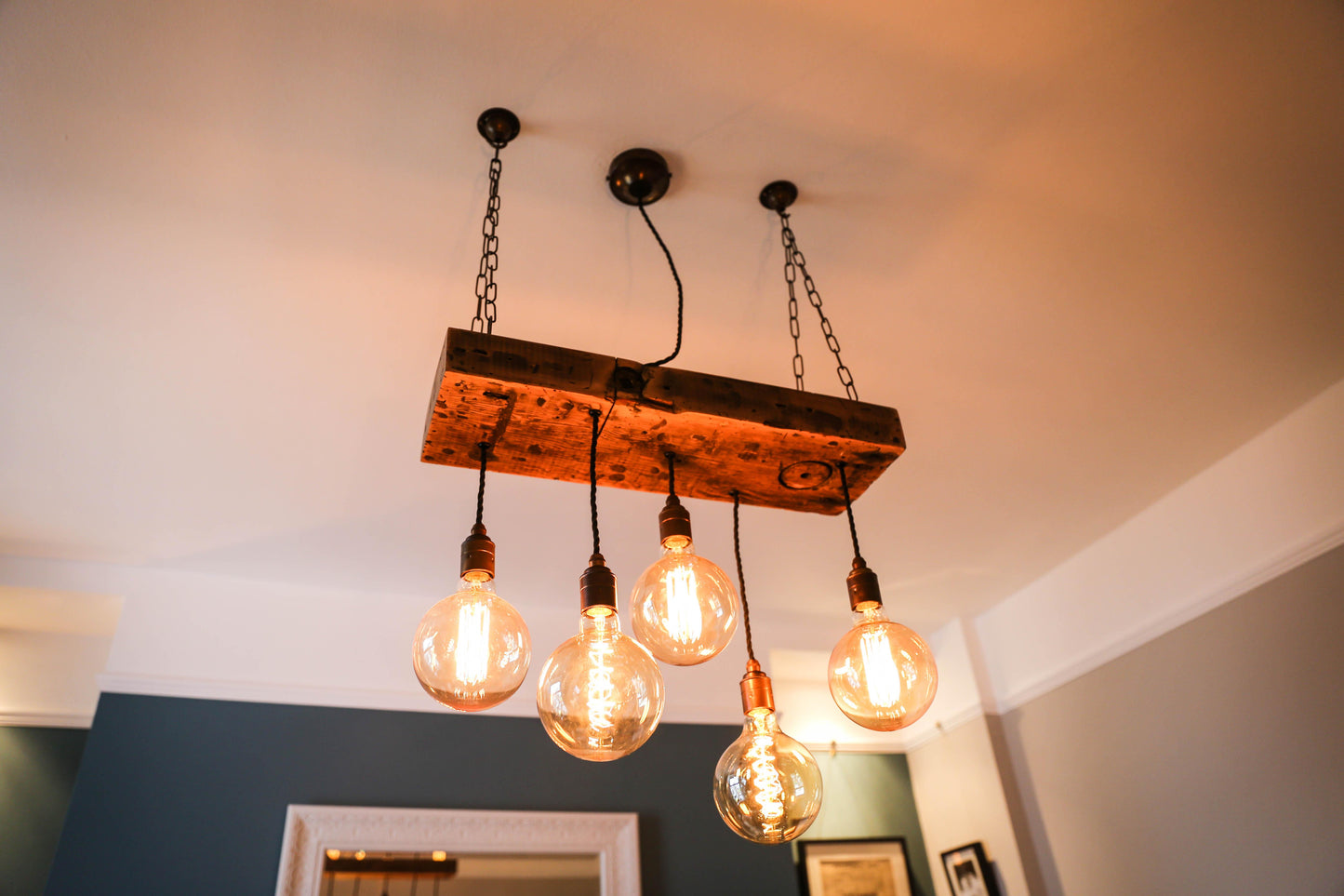 Reclaimed Wooden Beam Chandelier Cluster Pendant Light - MooBoo Home