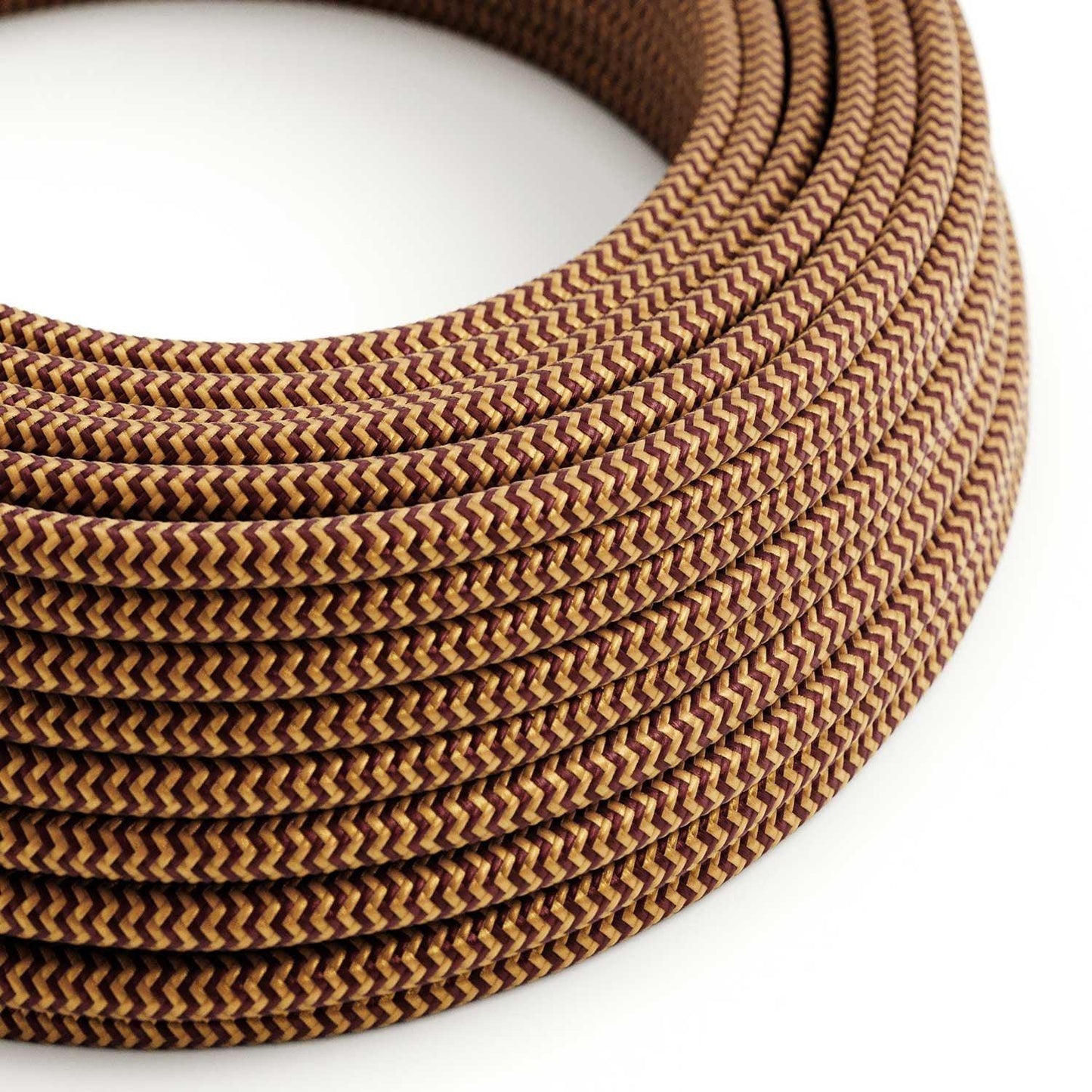 Round Electric Cable covered in Rayon - ZigZag Gold and Burgundy RZ23 Gryffindor - MooBoo Home