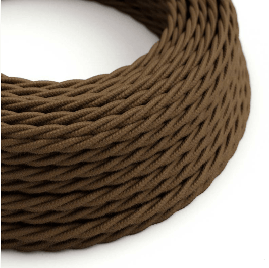 Twisted Electric Cable covered by Cotton solid color fabric TC13 Brown - MooBoo Home