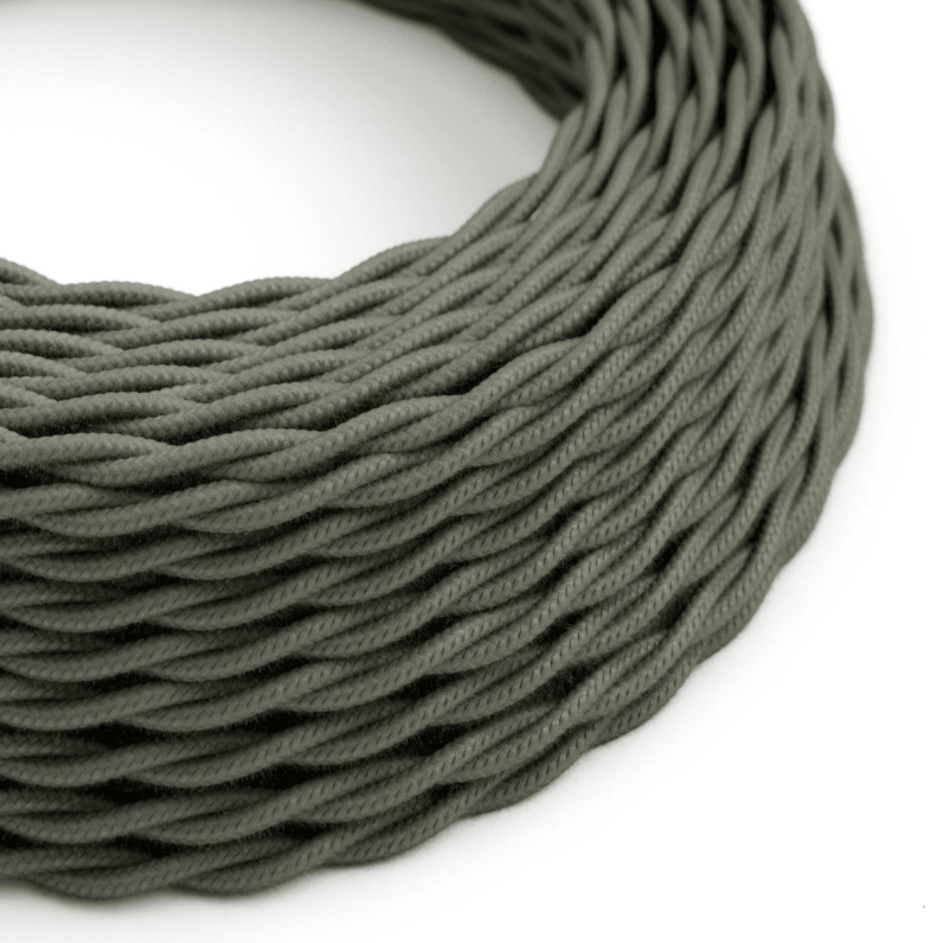 Twisted Electric Cable covered by Cotton solid colour fabric TC63 Sage Green - MooBoo Home