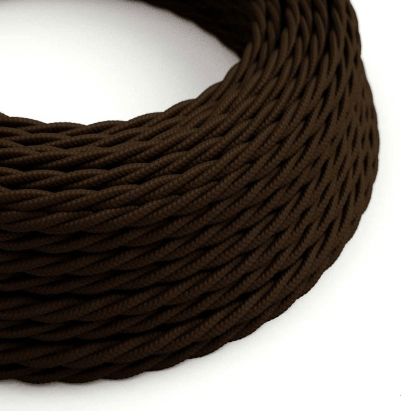 Twisted Electric Cable covered by Rayon solid color fabric TM13 Brown - MooBoo Home