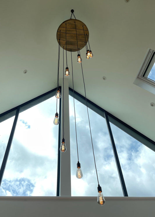 Whiskey Barrel Cascade Cluster Pendant Light Wooden Chandelier - MooBoo Home