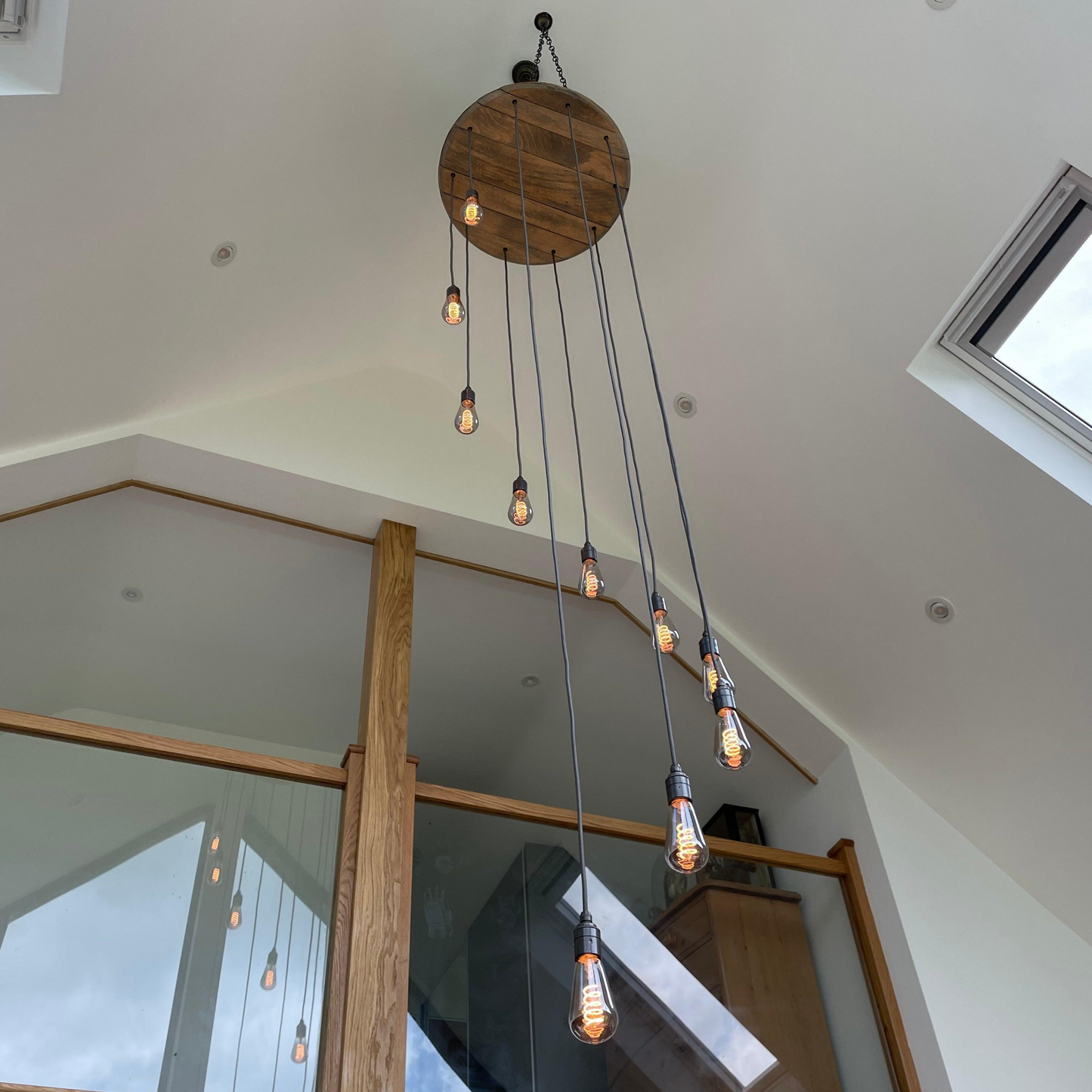 Whiskey Barrel Cascade Cluster Pendelleuchte Holz Kronleuchter