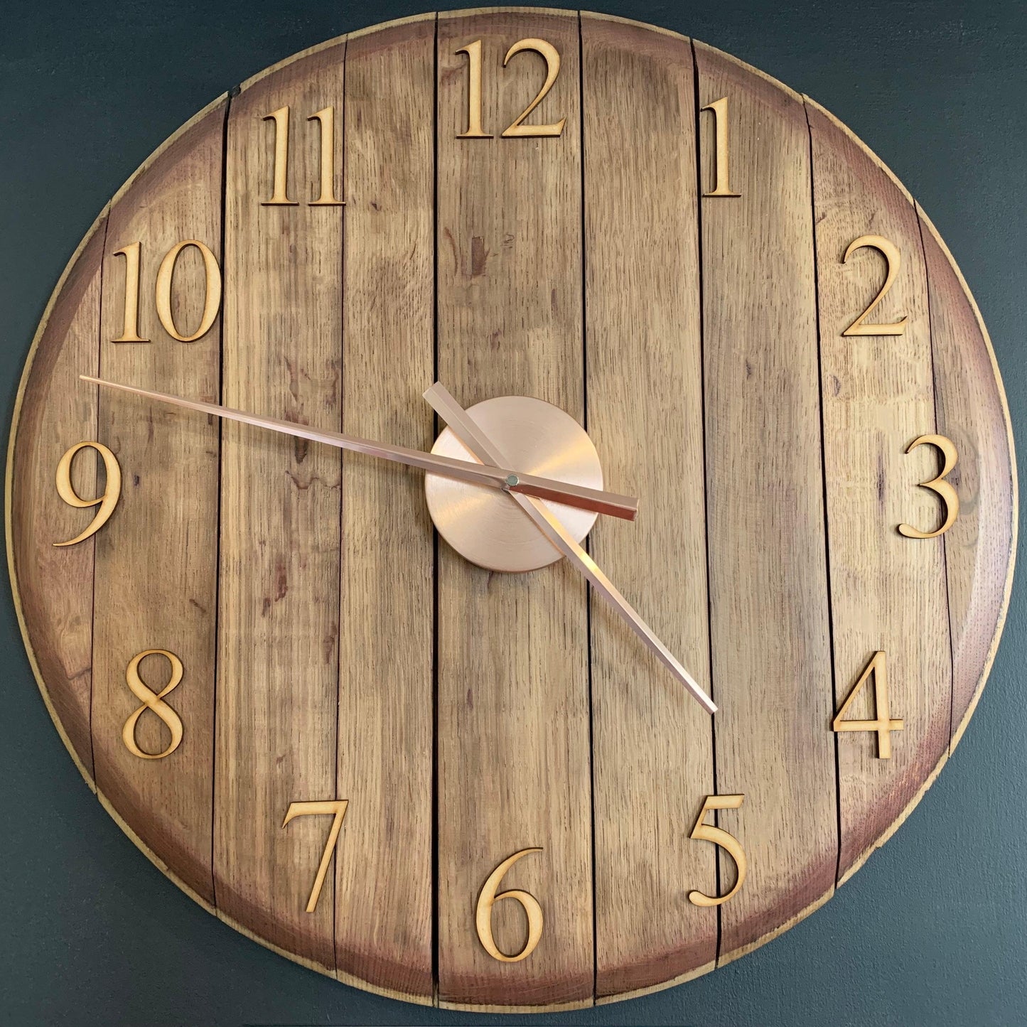Whiskey Barrel Clock Oak Finish Made to Order - MooBoo Home