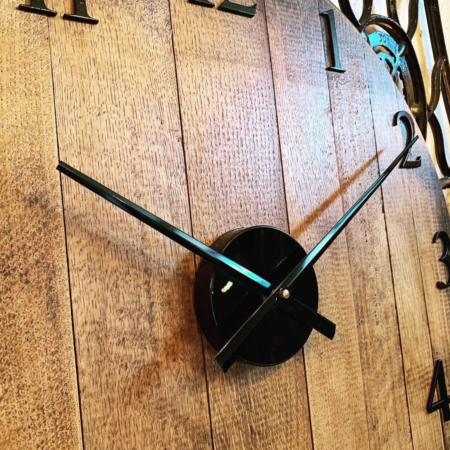 Whiskey Barrel Clock Oak Finish Made to Order - MooBoo Home