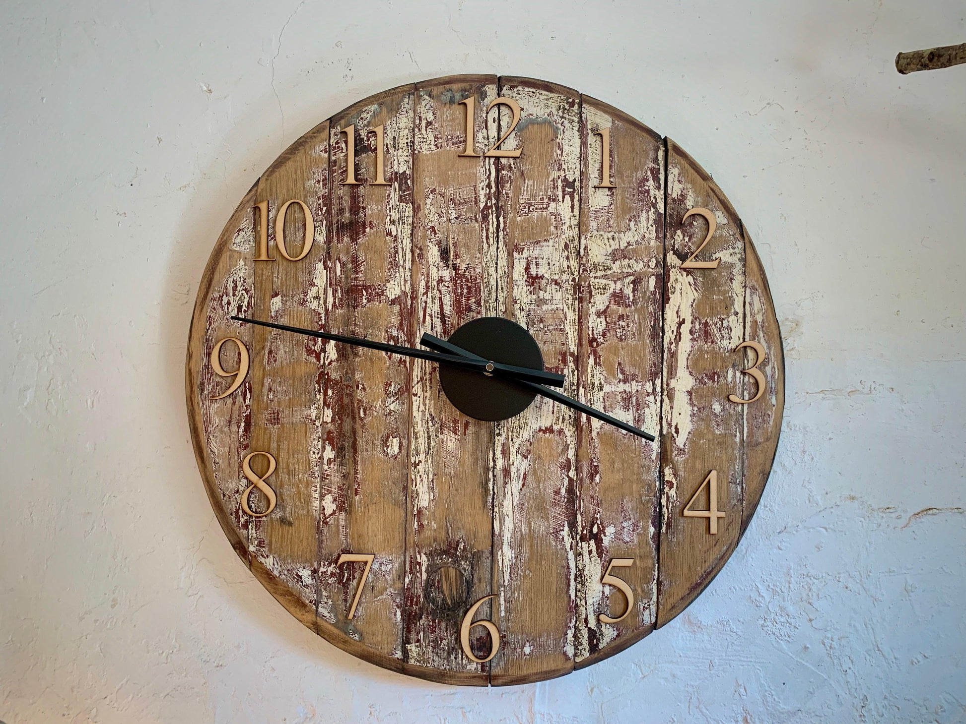 Whiskey Barrel Clock Painted Made to Order - MooBoo Home