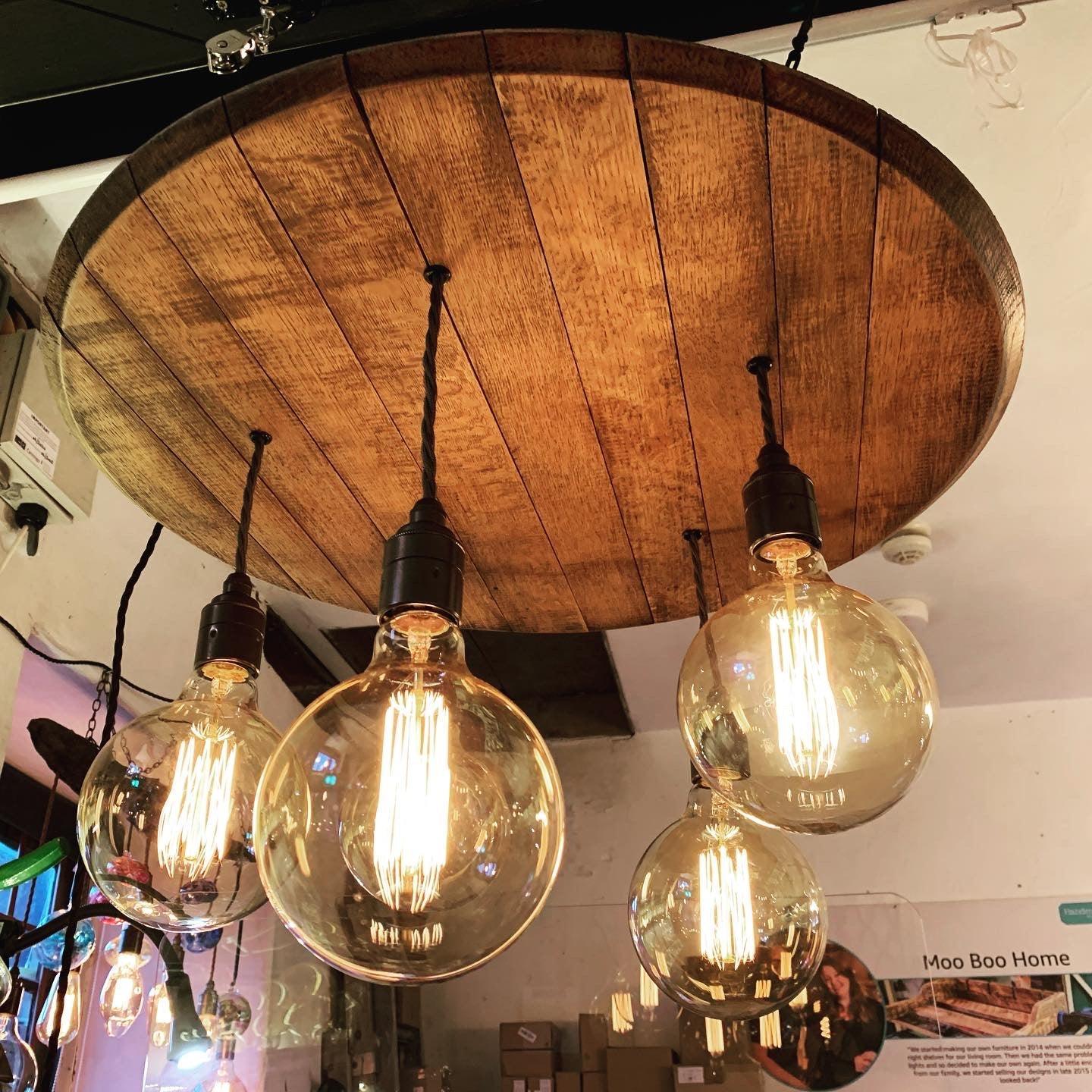 Whiskey Barrel Wooden Chandelier Cluster Pendant Light – MooBoo Home