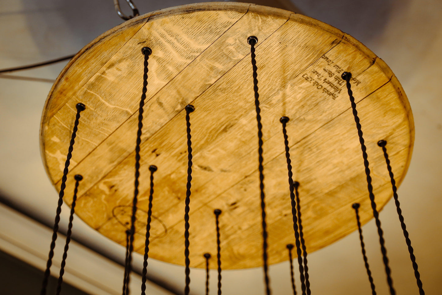 Handcrafted 15 Bulb Whiskey Barrel Lid Cascade Chandelier - MooBoo Home