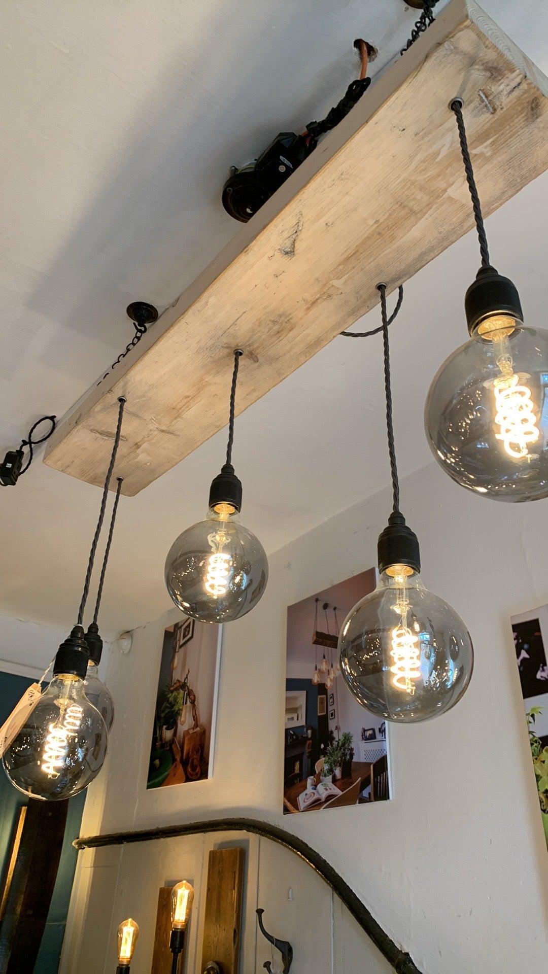 Wooden beam chandelier cluster pendant light