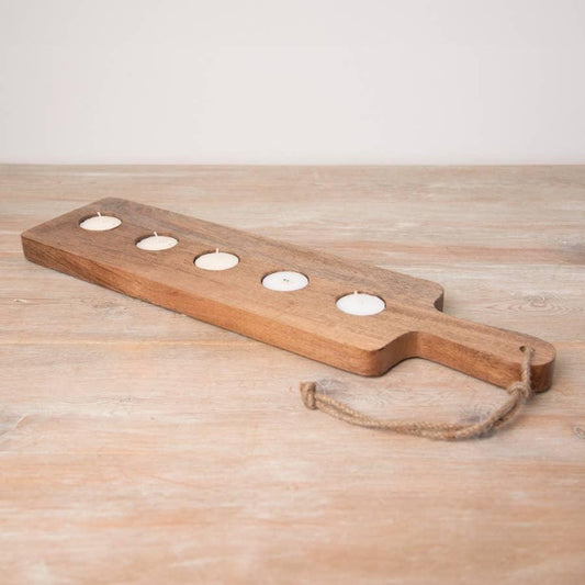 48cm Wooden Board Tealight Holder - MooBoo Home